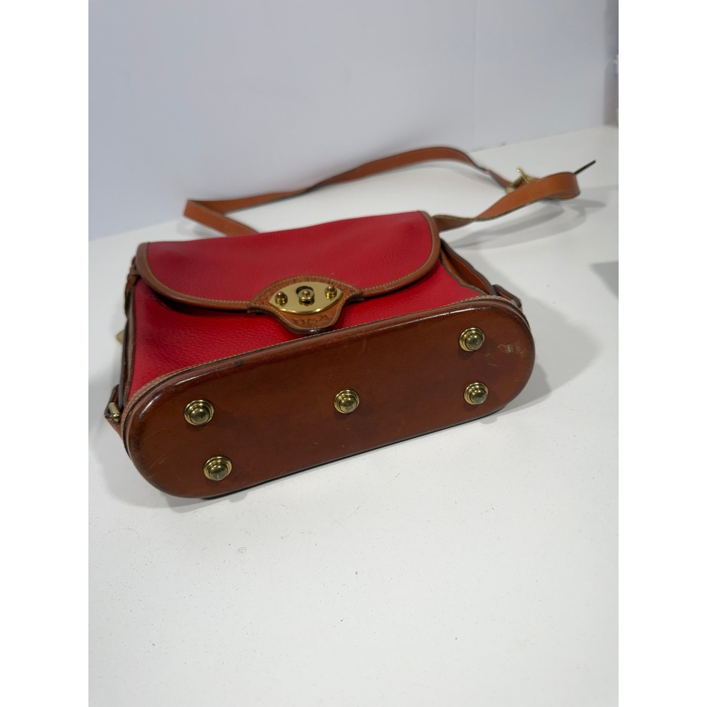 Dooney & Bourke Vintage All Weather Leather Crossbody Bag Red Tan USA Made - Picture 16 of 16
